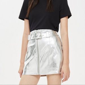 Topshop Metallic PU Mini Skirt